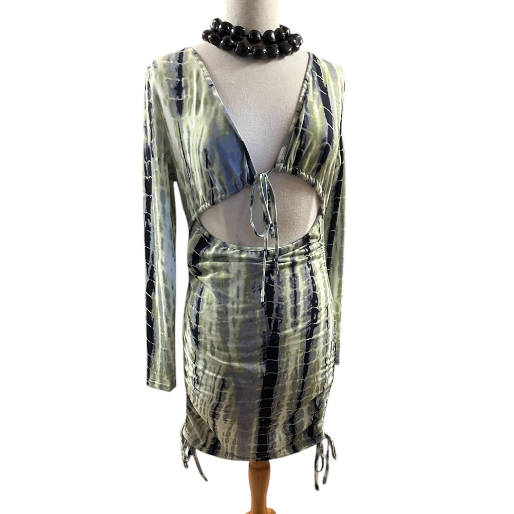 SHEIN Summer Tie Dye Drawstring Cutout Bodycon Dress